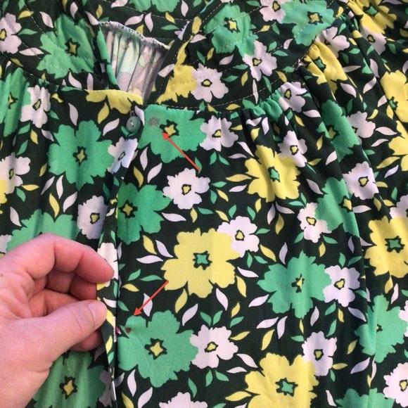 Elegant Emily Women's Green Floral Print Short Sleeve Button Down Duster Gown - Picture 11 of 11